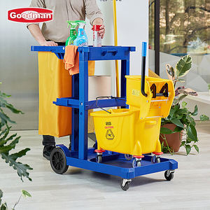 Cleaning Service Cart <b>Hotel</b> Mall Multifunctional Janitorial <b>Trolley</b> Bucket Holder Heavy Duty 3 Shelves 300 lb Capacity - Product Image 6