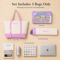 Ensemble de sacs fourre-tout en toile XCL American Mahjong 3 pièces, pliables, durables, pour le rangement et le transport des accessoires de Mahjong, plusieurs couleurs
