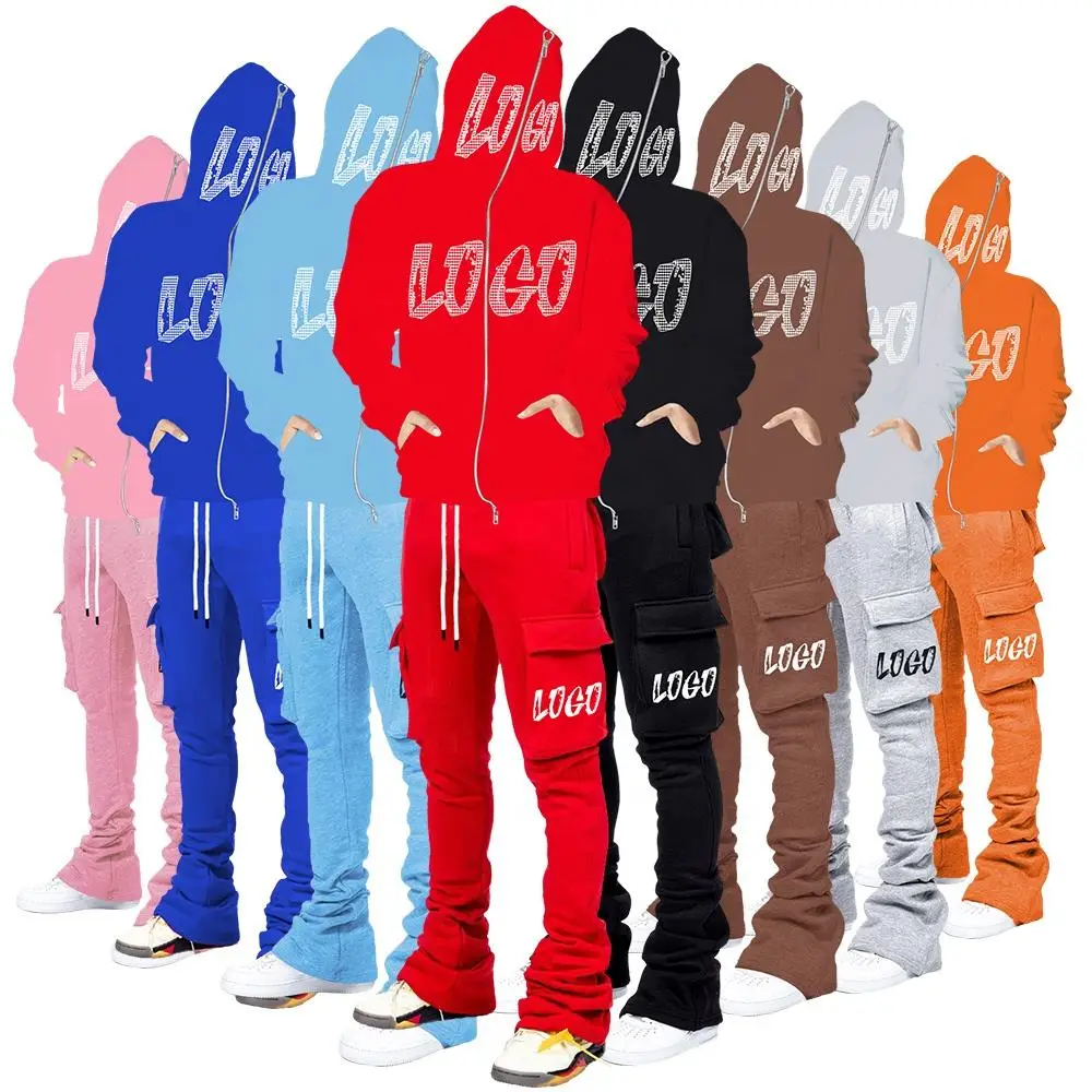 Winter Designers Tracksuits Men Wholesale Track Suits Best Selling Full Face Zip Up Hoodie Tracksuit Set For Men