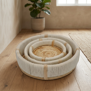 2026 New Model Round jute Woven <b>Basket</b> with Lid Rattan Rope Storage Bin Natural Cotton Rope Organizer for Home Kitchen - Product Image 3
