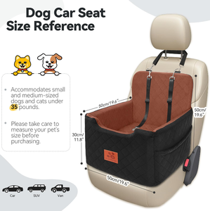 Siège auto pour chien pour chiens de petite/moyenne taille avec coussin épais, siège auto pour animaux de compagnie amovible et lavable avec poches de rangement, 2 ceintures de sécurité - Product Image 2