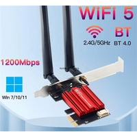 Tarjeta de Red WiFi 5 AC1200 Interna, Doble Banda 2.4G/5GHz 802.11AC, BT 4.0, Adaptador Inalámbrico PCI-E para Escritorio, Windows 7/8/10/11