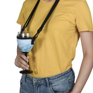 Wine Glass Insulator Drink Holder Neoprene Sleeve with Adjustable <b>Neck</b> Strap for Wine Walk - Product Image 6