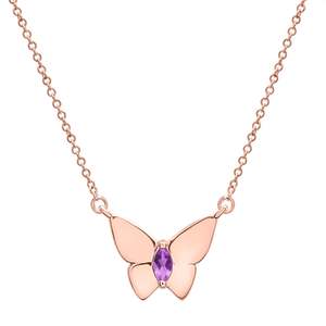 Collier de grand-mère avec pierres de naissance pour enfants Collier de naissance en améthyste à la mode Pierre de naissance en or rose - Product Image 4