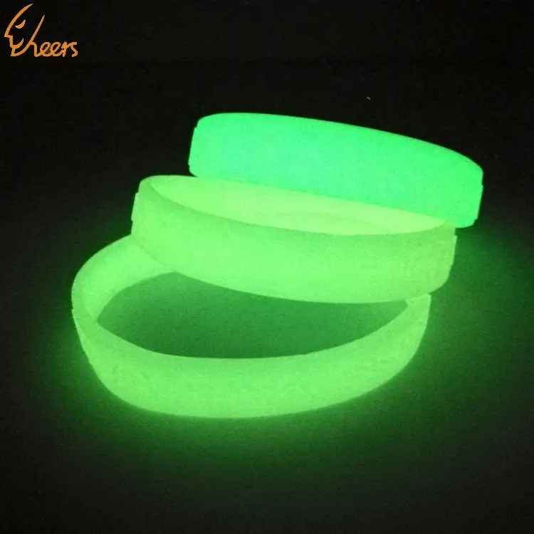 Promotional wrist band silicone fluorescent Custom Rubber Wristband Set Rubber Bracelet Luminous Glowing Glow Silicone Bracelet