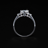 Bague de Fiançailles et de Mariage pour Femme en Argent 925 avec Moissanite 3 carats couleur D VVS, taille Cœur Romantique, passe le test du stylo de test