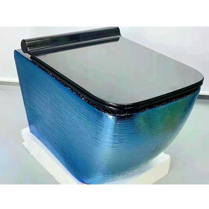 Set Aksesori Toilet Kamar Mandi Hitam dengan Warna Emas Cokelat Pola Keramik Hitam Hiasan Dinding Toilet - Product Image 1