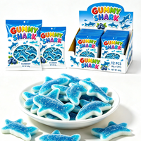 Schattige haaien gummy snoepjes gemengde fruit smaak halal zeedieren vorm gummy snoep private label aangepaste verpakking groothandel