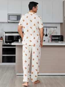 <span class=keywords><strong>Pigiama</strong></span> da <span class=keywords><strong>uomo</strong></span> in tessuto a <span class=keywords><strong>maniche</strong></span> <span class=keywords><strong>corte</strong></span> e pantaloni, set <span class=keywords><strong>pigiama</strong></span> per il tempo libero e per dormire, ideale per l'estate. - Product Image 2