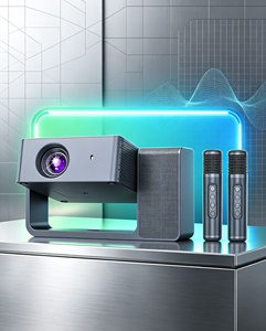 HT30 3D HD Home Theater Projector With Built-in Dual Microphone, Portable Karaoke Video Beamer For Family Party Compatible With - Product Image 1