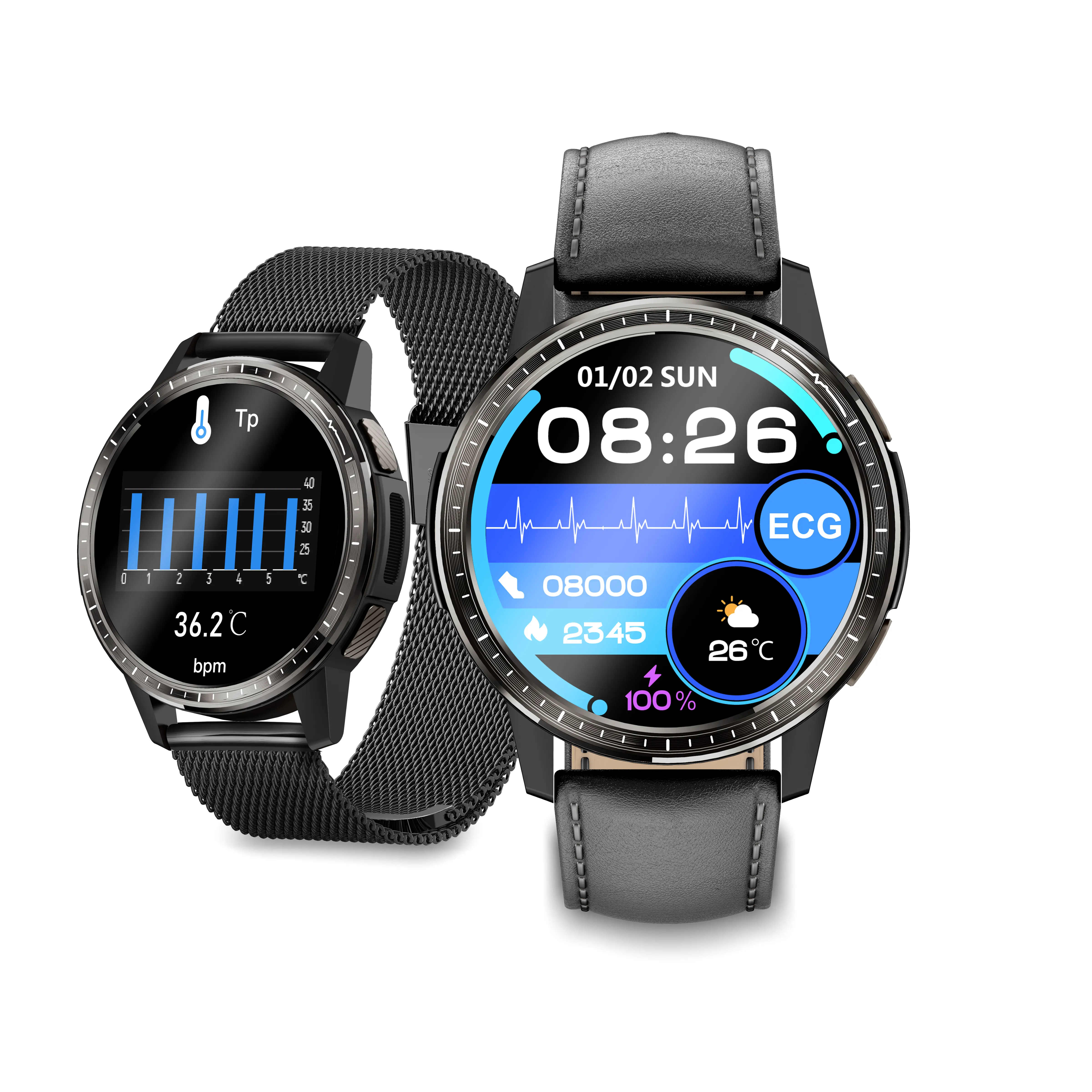 Lemfo — montre connectée H9, moniteur d'activité physique, ECG + PPG, fréquence cardiaque, pression artérielle BP, Android IOS, appels sans fil, montre numérique de Sport