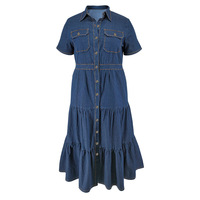 Robe en jean grande taille pour femme XL-5XL, col rabattu, décontractée, longue, style streetwear, élégante, coupe trapèze, pour maman, Vestidos
