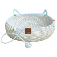 Lit pour chat en rotin tissé à la main, durable, résistant aux griffures, lavable, lit pour chat d'été de forme ronde pour une utilisation en intérieur