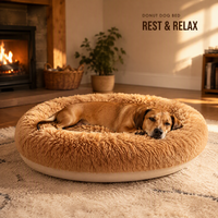 Coussin apaisant pour chien en tissu moelleux avec rebord surélevé pour animaux anxieux (chats et chiens), lavable, accessoire pour animaux de compagnie