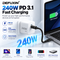 Câble USB4 coaxial DFX 80 Gbps 1M 240W 16K 60Hz E-Marker en nylon tressé USB C vers C pour ordinateur portable Thunderbolt 5 - En stock