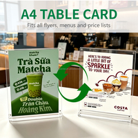 Support de menu en acrylique transparent A4 A5 personnalisé OEM d'usine, présentoir incliné en forme de T avec base en bois, à faire soi-même