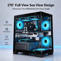 Nouvelle Arrivée Boîtier PC Gaming en Verre Trempé 270° Full View Micro ATX Mid Tower à Flux d'Air Élevé avec Ventilateurs ARGB Fournisseur de Boîtiers PC