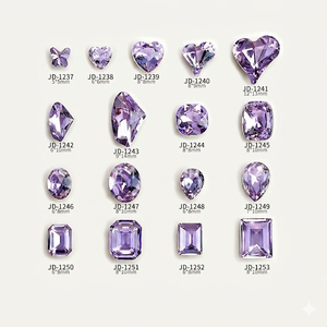 Strass en cristal K9 pour <span class=keywords><strong>nail</strong></span> art, violet clair, diamants super brillants, formes ovale, carrée, à angle droit et carrée épaisse - Product Image 2