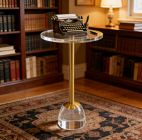 Table basse moderne de luxe en acrylique transparent avec base en acier inoxydable, marque Yaoming, qualité garantie, pour appartement, salon
