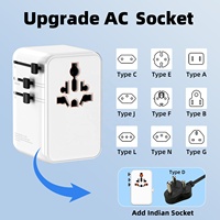 Adaptateur de voyage universel Worldplug GaN 70W, prise internationale, chargeur USB mondial avec câble pour ordinateur portable et téléphone
