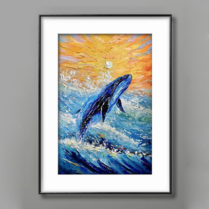 Mintura Tùy Chỉnh Handmade Canvas Tác Phẩm Nghệ Thuật Phim Hoạt Hình Cá Voi Sơn Dầu Động Vật Trừu Tượng Dao Áp phích Cho Trang Trí Nội Thất Bán Buôn - Product Image 1