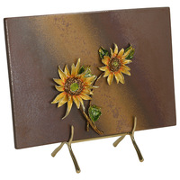 Tableau mural moderne en métal motif tournesol de luxe Evelyn de haute qualité pour décoration de bureau, idée cadeau