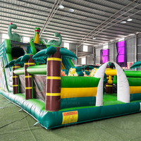 Toboggan aquatique gonflable commercial dinosaure, combo château gonflable et aire de jeux extérieure pour fêtes d'enfants et parcs d'attractions