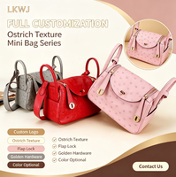 Sac à main femme en cuir véritable texturé autruche 19 cm, cousu main au fil ciré, imperméable, été/hiver, fermeture éclair, bandoulière
