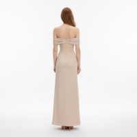 Robe de soirée mini crayon sexy sans manches fendue en mousseline unie lavable taille naturelle pour l'automne et l'été, fabrication numérique OEM