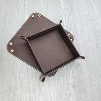 Vide-Poche Pliable en Similicuir Gris, Effet Noyer Tanné, Personnalisable au Laser, Idéal pour Monnaie et Petits Objets