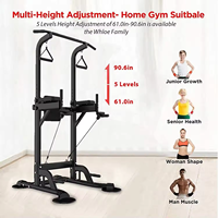 Torre de Ejercicios Multifuncional Ajustable con Barra para Dominadas y Flexiones, Máquina de Entrenamiento de Fuerza