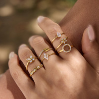 Ensemble de bagues empilables en acier inoxydable plaqué or 18 carats avec zircon pour femmes BinShuo, bijoux fins hypoallergéniques pour l'été