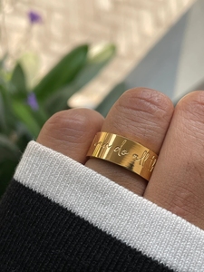 I Can Làm Tất Cả Mọi Thứ Khắc Trang Sức Không Xỉn Màu Chiều Rộng 8MM Nhẫn Thép Không Gỉ Mạ Vàng Nhẫn Phông Chữ Tùy Chỉnh Nam Nữ Hợp Thời Trang - Product Image 3