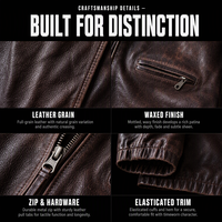 Blouson en cuir vintage marron foncé 420 g/m² avec finition vieillie, poches zippées, ourlet élastiqué, vêtement d'extérieur streetwear OEM ODM