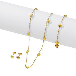 Aceworks SET71030 18K PVD Gold Stainless Steel Romantic Heart Necklace <b>Bracelet</b> <b>Earrings</b> <b>Set</b> | Waterproof Hypoallergenic Jewelry - Product Image 5