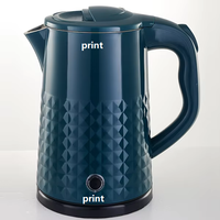 Bouilloire électrique sans fil à double paroi en plastique 2L, 1800W, arrêt automatique, portable, pour hôtel et usage domestique, rotation à 360°