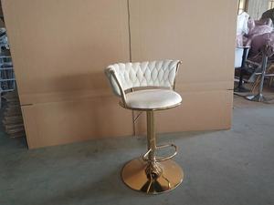 Taburete de Bar Moderno y Lujoso, Giratorio, con Base de Metal Dorado, Asiento Acolchado sin Respaldo, para Cocina, Hotel, Apartamento, Hogar, Bar - Product Image 6