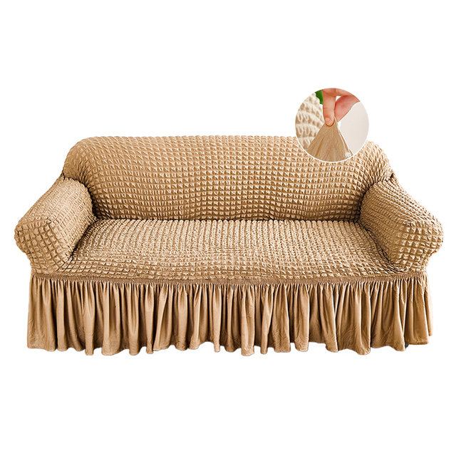 Bindi Plain Stretch Sofa Slipcover, Washable Non-Slip Elastic Furniture Protector, Easy Fit for 3-Seat Couch