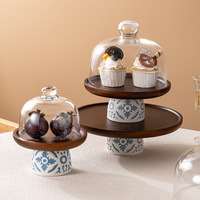 Plateau à gâteaux en bois d'acacia, présentoir de table à dessert et à collation de salon, assiette à fruits en bois