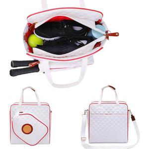 Bolsa de Tenis Acolchada Blanca Termoformada con Ribete Rojo y Cierre de Cremallera, Estilo Casual, Resistente al Agua, Precio de Fábrica al por Mayor - Product Image 2