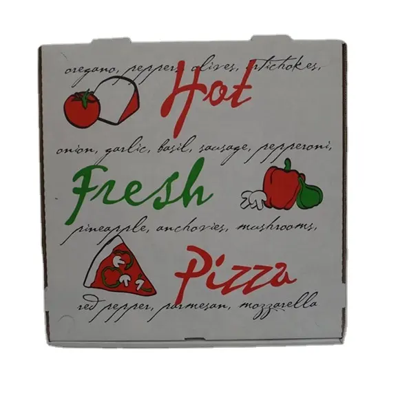 Nhà sản xuất bán buôn tùy chỉnh in xách tay tái chế sóng giao hàng bánh Pizza hộp