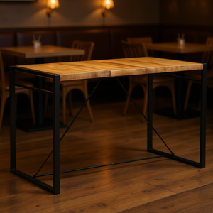 Mesa de Bar de Madera Maciza de Mango, 68.9x35.4x43.3 Pulgadas, Diseño Industrial para Restaurantes - Product Image 2