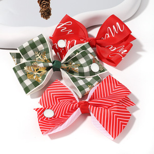 Set de Accesorios para el Cabello Navideños para Niños, Hechos a Mano, de Poliéster, con Lazo <span class=keywords><strong>Jojo</strong></span> y Estampado de Leopardo, Pinza para el Cabello de Bebé, Superventas Transfronterizo - Product Image 4