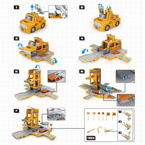 Ensemble de jeu de stationnement en plastique d'ingénierie à assembler pour enfants, <span class=keywords><strong>garage</strong></span> de jeu, 2 modèles de camions, <span class=keywords><strong>jouet</strong></span> de véhicule miniature à monter soi-même - Product Image 4