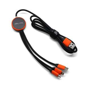 Câble de charge multiple 3 en 1, cordon de charge multiple, câble de charge USB avec logo lumineux pour téléphone portable/<span class=keywords><strong>IP</strong></span>/Galaxy/PS/iPads - Product Image 2