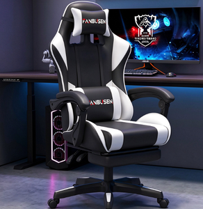 Silla de Juego Ergonómica de Cuero PU, Silla de Escritorio Giratoria con Altura Ajustable y Reposapiés para Oficina en Casa - Product Image 2