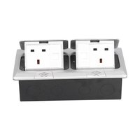 Prise de sol encastrée en alliage d'aluminium avec 2 prises de courant britanniques et un port de données RJ45 CAT6 pour usage professionnel