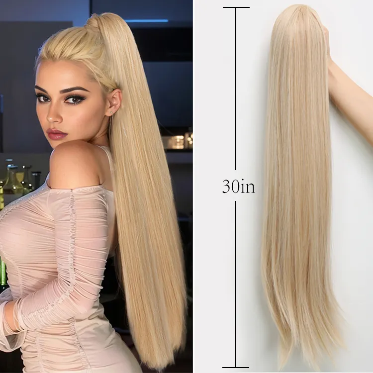 Wholesale price blonde straight ponytail wig synthetic wig vendors for women