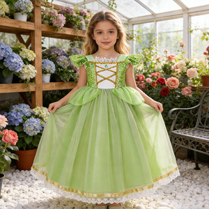 Abito Formale Estivo per Bambine Sophia Rapunzel, Collo Tondo, Stile Floreale Stratificato in Raso per Costume da Principessa di Halloween SMR046 - Product Image 1