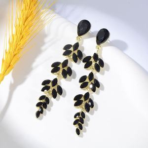 European American Women's Versatile Alloy Diamond <b>Earrings</b> Long Wheat Cross-Border <b>Fashion</b> <b>Hoop</b> Ear Gifts Wholesale 2463 - Product Image 3